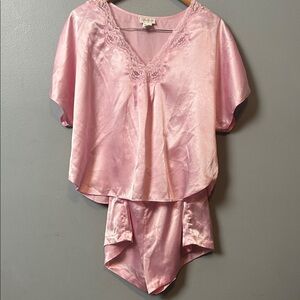 Barbizon vintage Elegant Pink Women's Satin Sleepwear Set size L